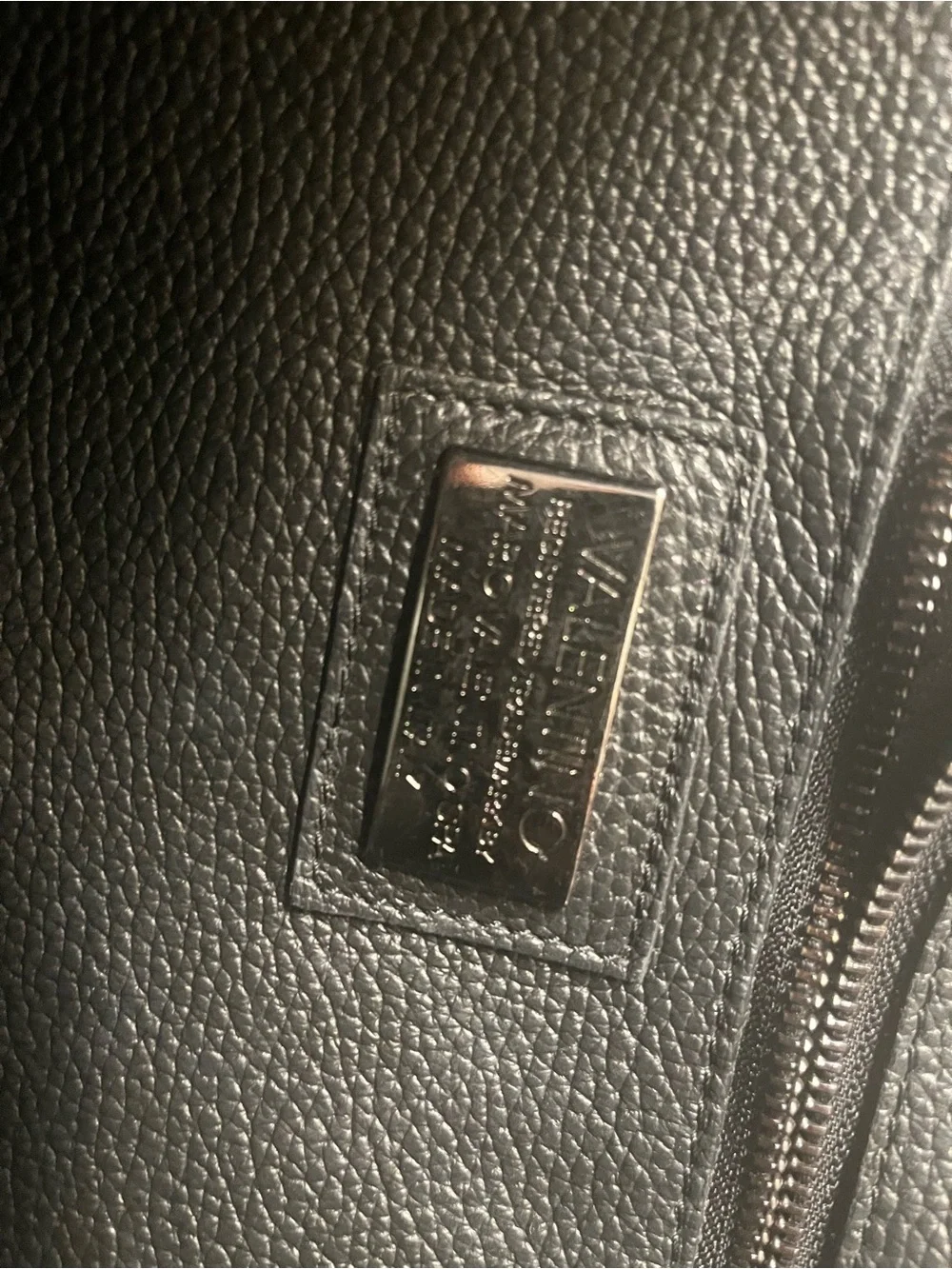 Valentino Black Leather Backpack with V Emblem
